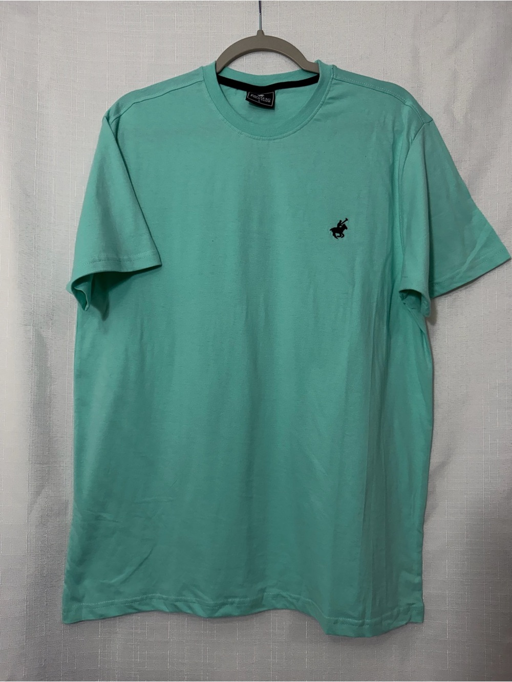 Men's Crew Neck Short Sleeve Tee in Mint with Contrast Logo
